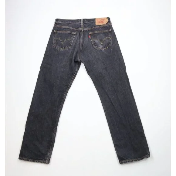 Vtg Y2K Levis 501xx Mens 34x32 Faded Button Fly Original Fit Denim Jeans Black